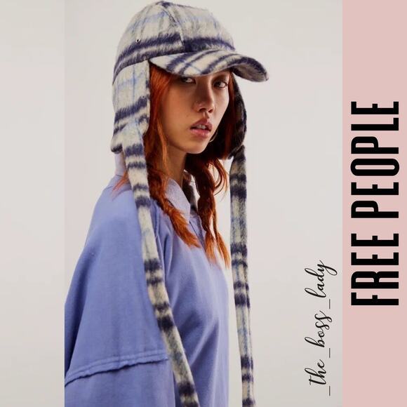 Free People hat plaid trapper hat fall winter boho cozy - Picture 2 of 12